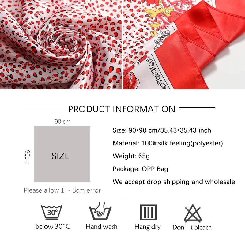 

Vrouwen Grote Maat Plein Sjaal Zijde Hoofdband Foulard Hijab Lade Hals Sjaals Mode Luipaard Print Halsdoek Bandana