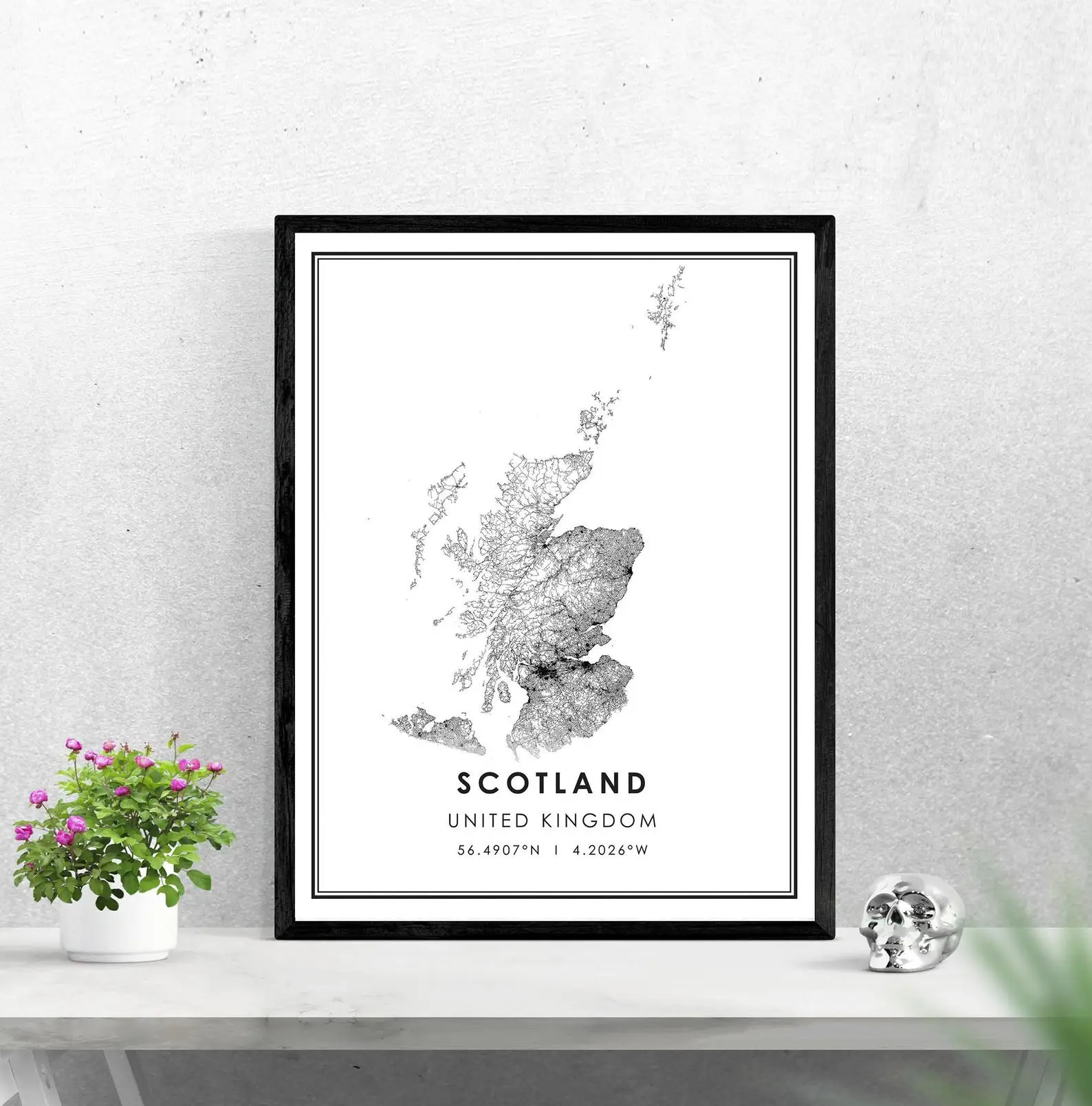 Карта страны Шотландии плакат холст Шотландия Великобритания города Постер -