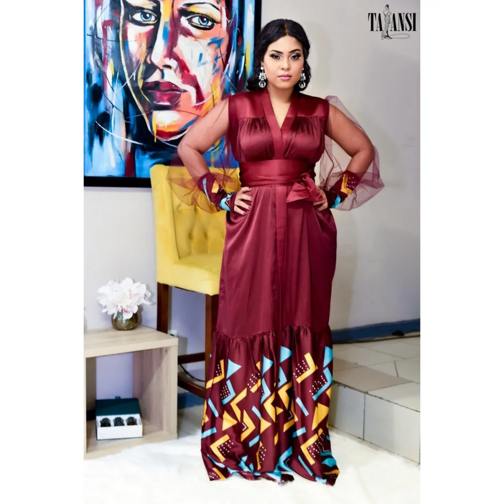 

Элегантное вечернее платье для женщин, новое осеннее Сетчатое платье с принтом и длинным рукавом, вечернее Клубное платье, длинное платье м...