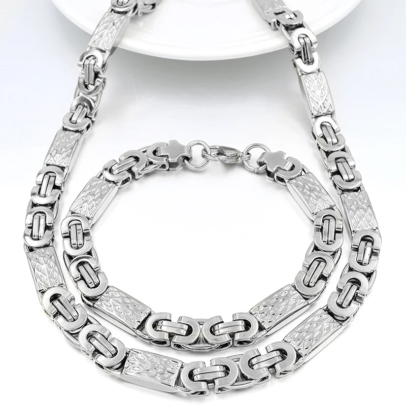silver color Moorvan, золотой цвет, для мужчин, дизайн, ювелирный набор, вечерние, ожерелье/браслет длиной 55 см/22 см, модный аксессуар, VBD022 - Окраска металла: silver color