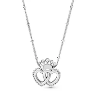 original 925 sterling silver crown heart to heart clavicle pan necklace suitable for womens wedding diy jewelry