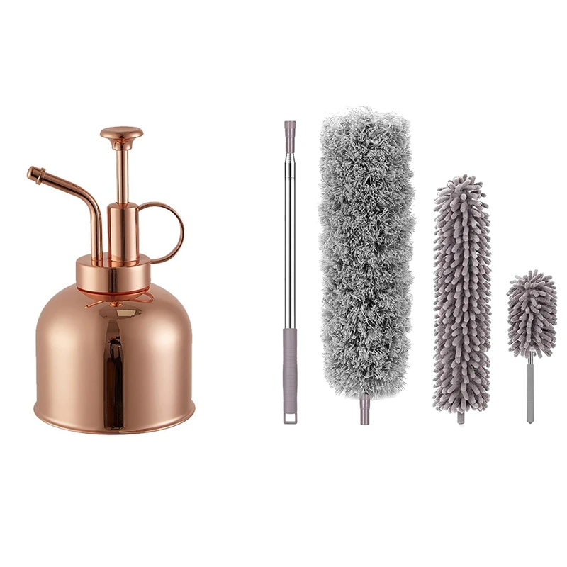 

Лейка 300 мл, кастрюля для полива растений, бутылка-распылитель и тряпка из микрофибры, набор для очистки пыли с удлинителем