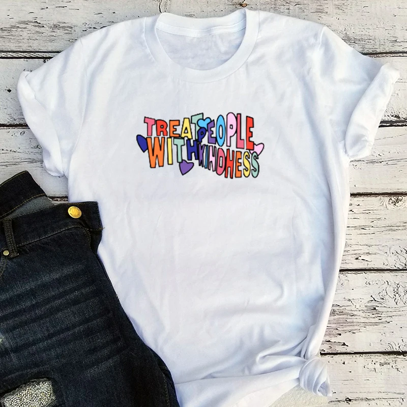 

Treat People with Kindness Shirts Plus Size Harajuku Letter Tops Women 2018 Vintage Streetwear Woman Clothes