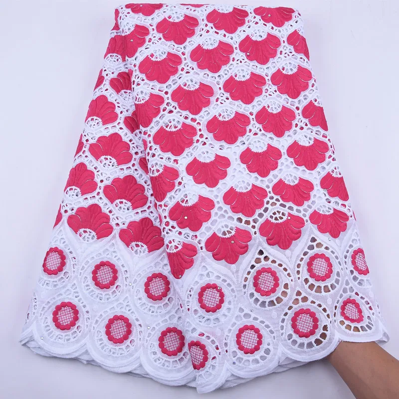 

Pure white 100% Cotton 2020 Hot Sale African Lace Fabric High Quality Swiss Voile Lace In Switzerland Cotton For Nigerian Dress