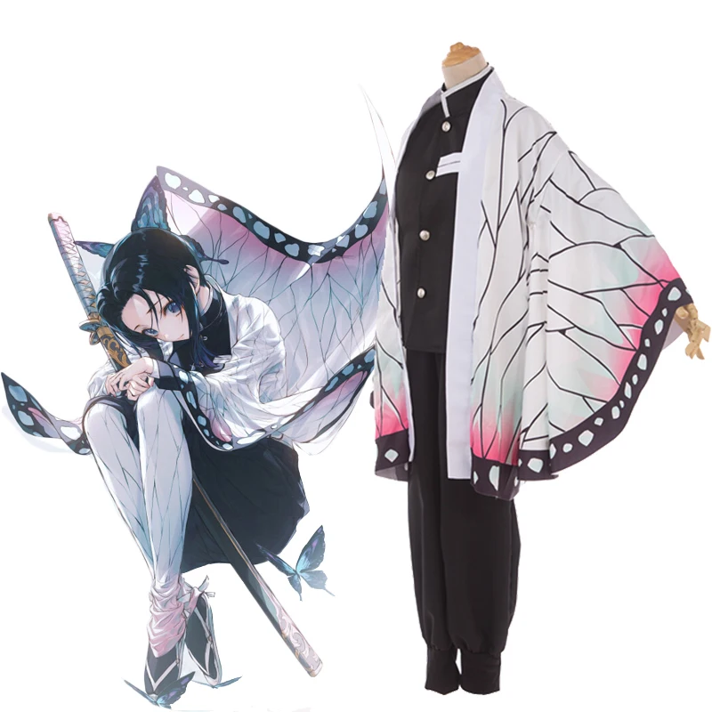 

Anime Demon Slayer Kimetsu no Yaiba Kochou Shinobu Cosplay Costume Women Kimono Uniforms Halloween Carnaval Party costume Wig