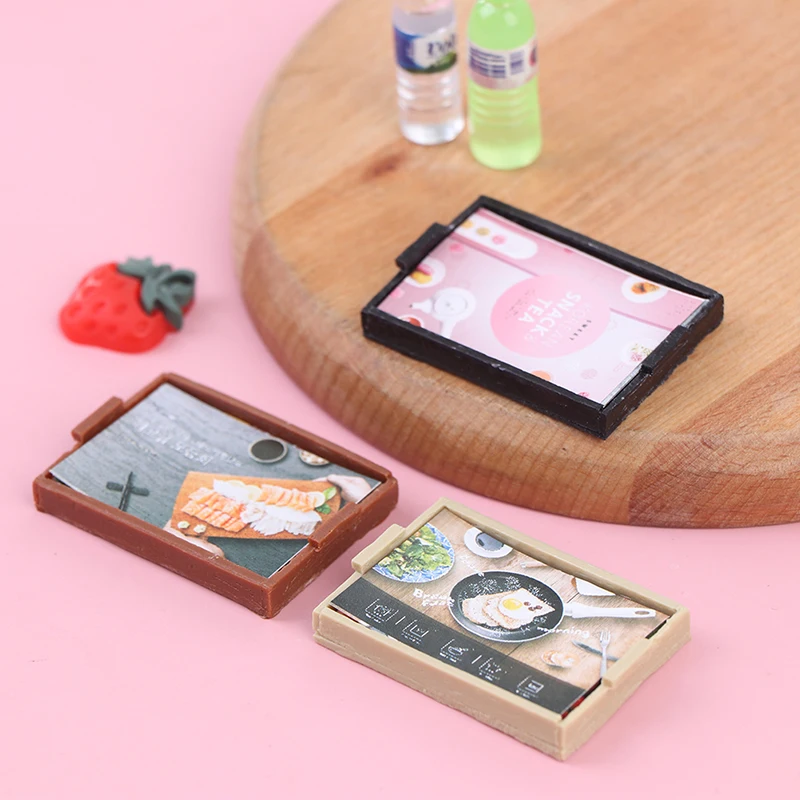 

1 Set 1/12 Dollhouse Miniature Kitchen Tray Imitation Wooden Dinner Plate Model Props Dollhouse Furniture Accessories