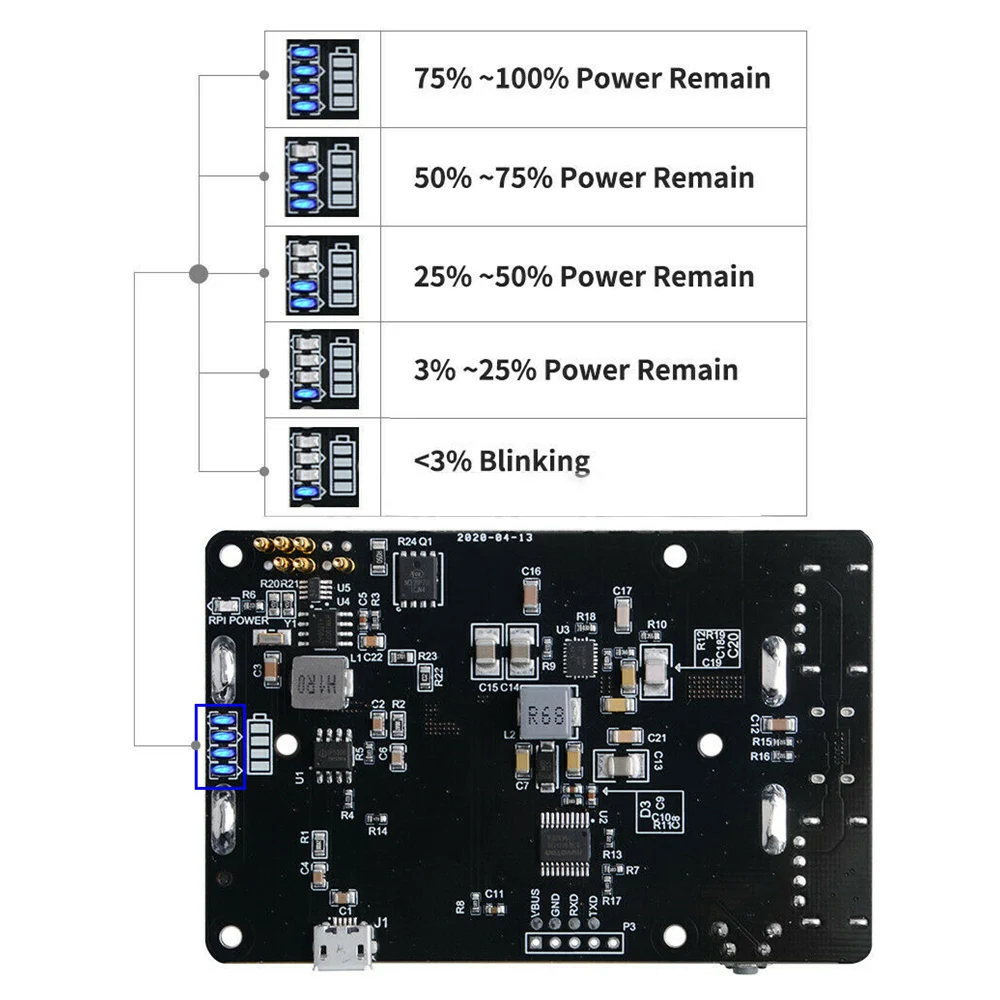 

Для Raspberry Pi 4B UPS с RTC источник бесперебойного питания 18650 зарядное устройство