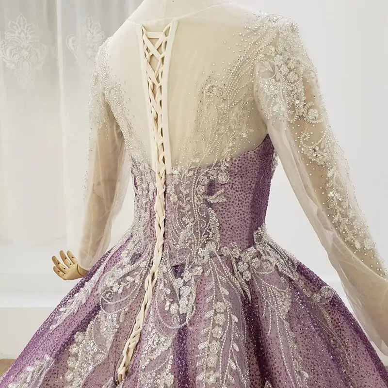 

BGW 202129ht 2020 Evening Dresses Long High Neck Long Sleeve Applique Beading Light Luxury Elegant Long Dresses Vestido De Festa