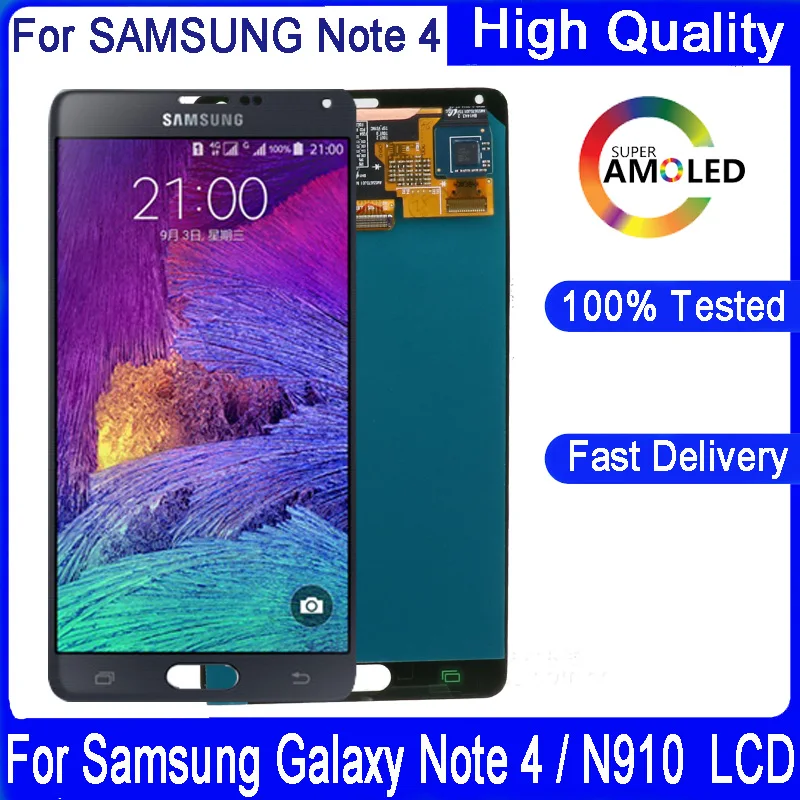 Оригинальный ЖК дисплей 5 7 дюйма AMOLED для Samsung Galaxy Note 4 N910 N910F N910C N910A N910H с сенсорным