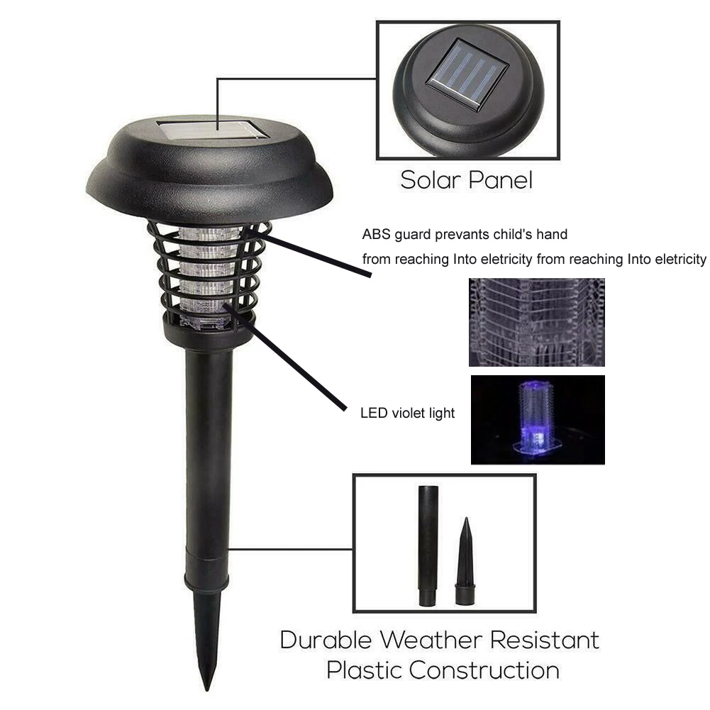 

2 in1 Solar Wireless Anti Mosquito Lamp Repellents Waterproof LED Lawn Light Mosquito Nyamuk Serangga Killer Insect Zappers