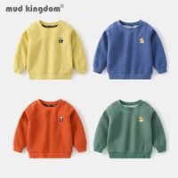 mudkingdom little boy sweatshirts cartoon solid long sleeve loose fit spring autumn pullover tops toddler drop shoulder clothes