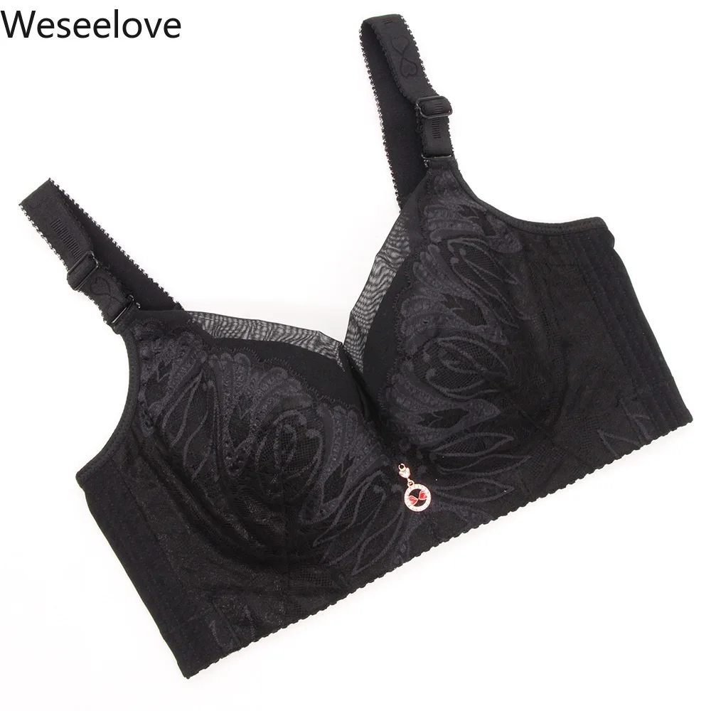 

Weseelove 2020 New Plus Size Bra Women Push Up Soutien Gorge Black Bralette Lace Invisible Bra Sexy Adjustable Underwear X03-1