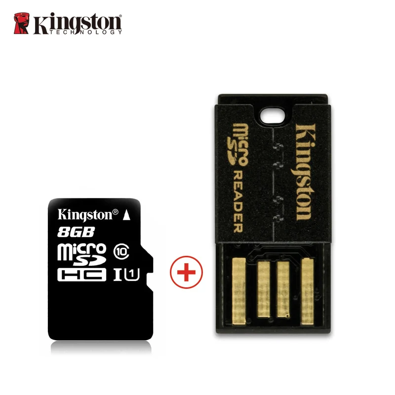 Карта памяти kingston, 8 ГБ, 16 ГБ, 32 ГБ, 128 ГБ, 64 ГБ, Micro sd карта, класс 10, флэш-карта памяти, Microsd TF/sd карта, адаптер/кардридер - Емкость: 16GB Card reader