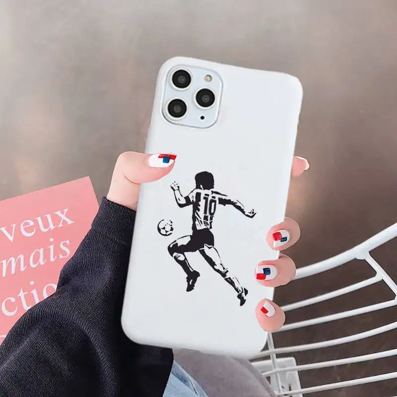 

caetoon Maradona Phone Case Candy Color for iPhone 6 7 8 11 12 s mini pro X XS XR MAX Plus