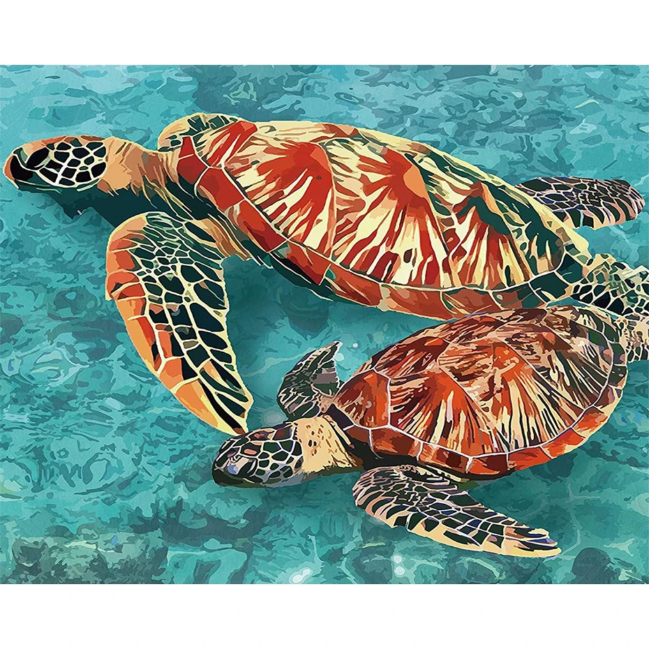 

CROSS lang Animal Turtle Oil Painting By Number Drawing On Canvas DIY HandPainted Paint By Numbers Wall Art Decor