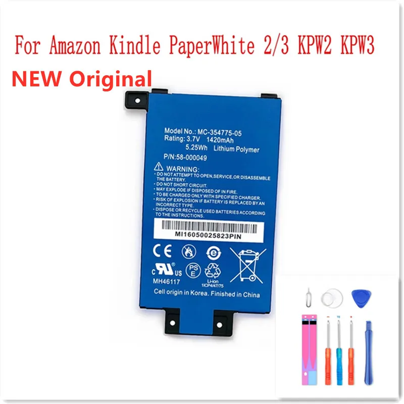 

Новый аккумулятор 0 цикл 1420 мАч, фотоаккумулятор 58-000049 для планшетов Amazon Kindle PaperWhite 2/3 KPW3 KPW2 Tab, аккумулятор для электронных книг
