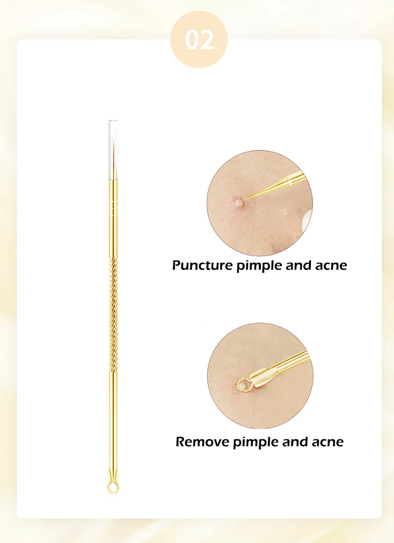 

4 Pcs Blackhead Blemish Removers Needles Gold Acne Extractor Remover Blackhead Pimple Needles Treatment Skin Care Tools TSLM1