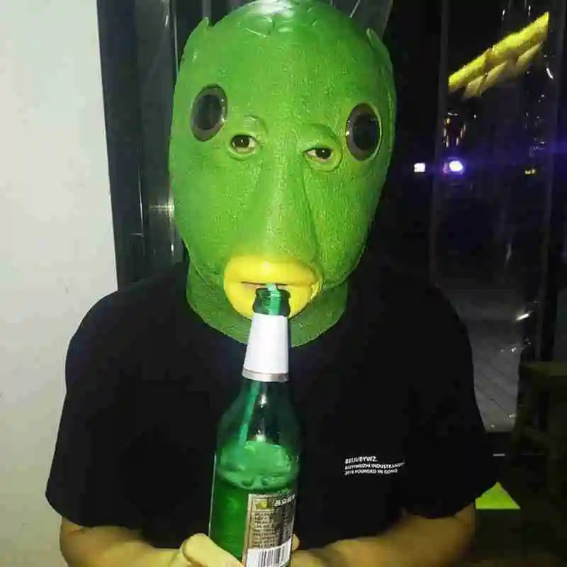 

Funny Cosplay Costume Adult Women Men Carnival Party Green Fish Head Mask Headgear Alien Make Fun Green fish headgear Toys Gifts