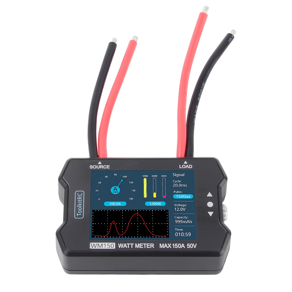 

ToolKitRC WM150 Advanced Watt Meter 1-50V 150A 2.4inch TFT Screen Display Power Voltage Current Tester PWM Output for RC Drones