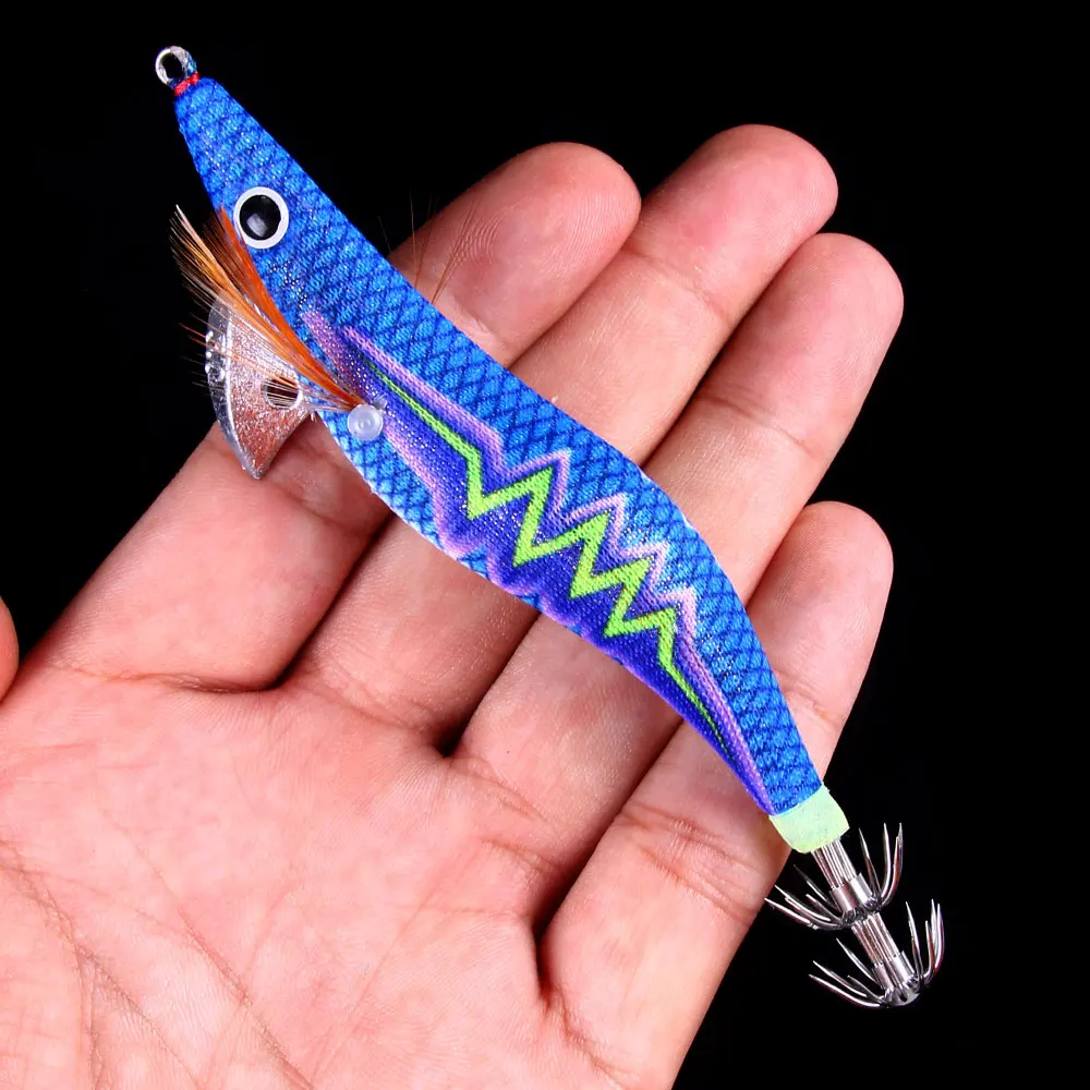 Boxed Wood Shrimp Fishing Lure 2.5# 3.0# 3.5# Lead Sinker Squid Luminous Lures Octopus Cuttlefish Shrimp Baits without rattling