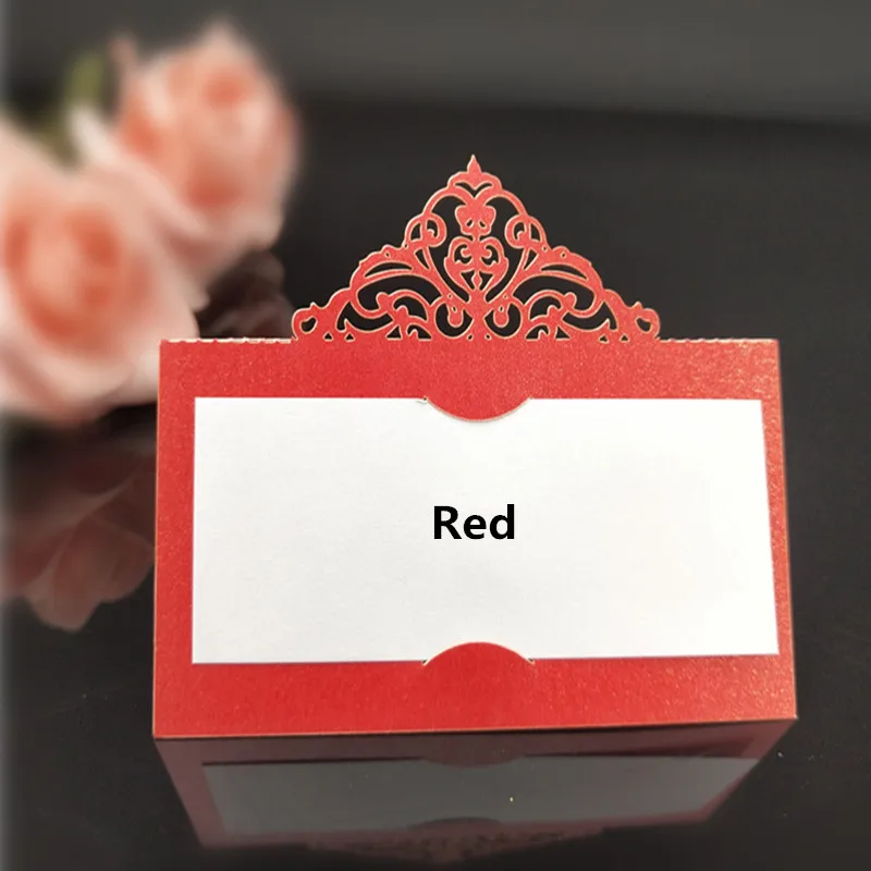 red 100 шт 9*9 см свадебные настольные карты Лазерная резка место именные карты для свадьбы детский душ день рождения праздник украшения 5Z-SH873-100 - Цвет: red