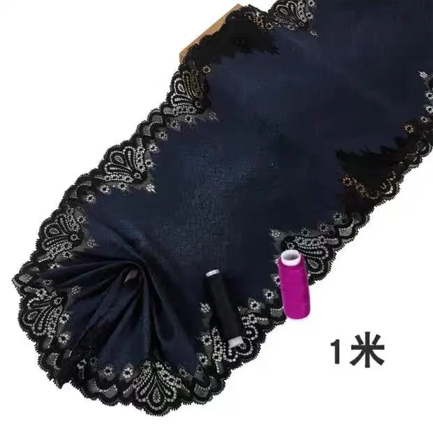 Эластичная кружевная юбка для украшения бюстгальтера темно-синего цвета 23 см 1