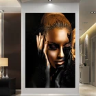 Черные золотые африканские женские картины маслом на холсте обнаженные настенные художественные плакаты и принты скандинавские куадросы для декора гостиной
