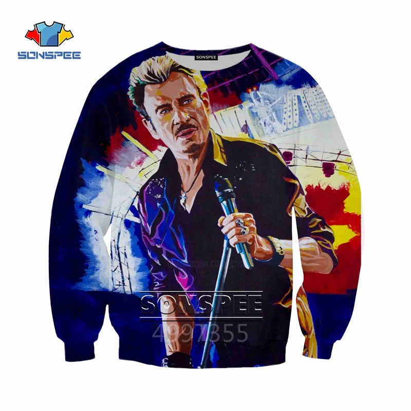 SONSPEE Johnny Hallyday Harajuku/Детские толстовки с 3D принтом детская одежда для мальчиков и девочек-подростков Топы, пуловер с длинными рукавами SW125