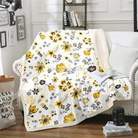 castle fairy yellow grey flowers print flannel blanket couch sofa chair bed floral garden theme sherpa throw white microfiber