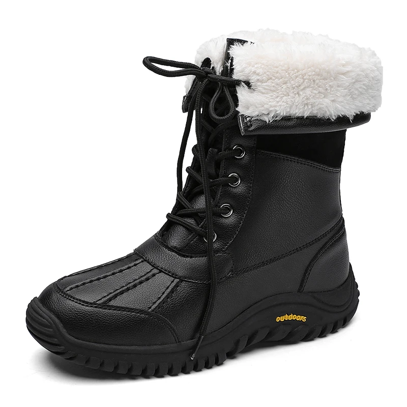 

Winter Women Boots High Quality Keep Warm Mid-Calf Snow Boots Women Lace-up Waterproof Comfortable Ladies Rain Boots