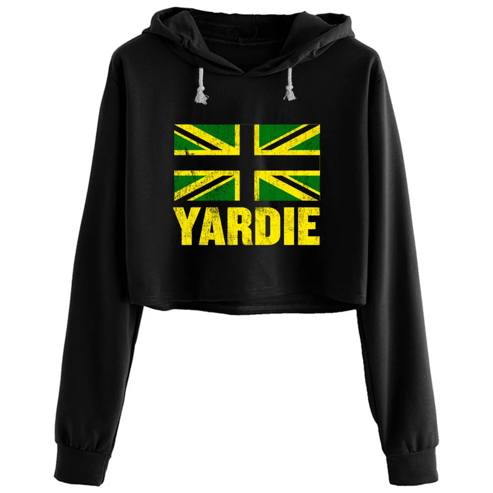 

Yardie Design British Jamaican Clothing Crop Hoodies Women Y2k Kawaii Goth Grunge Pullover For Girls