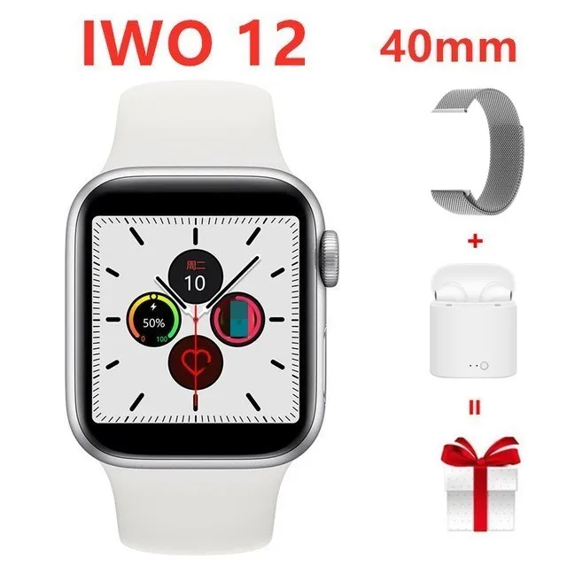 White set 1 Прямая IWO 12 40 мм ЭКГ сердечного ритма женские умные часы серии 5 1:1 для Apple IOS Android умные часы iwo 11 8 плюс 9 10 - Цвет: White set 1