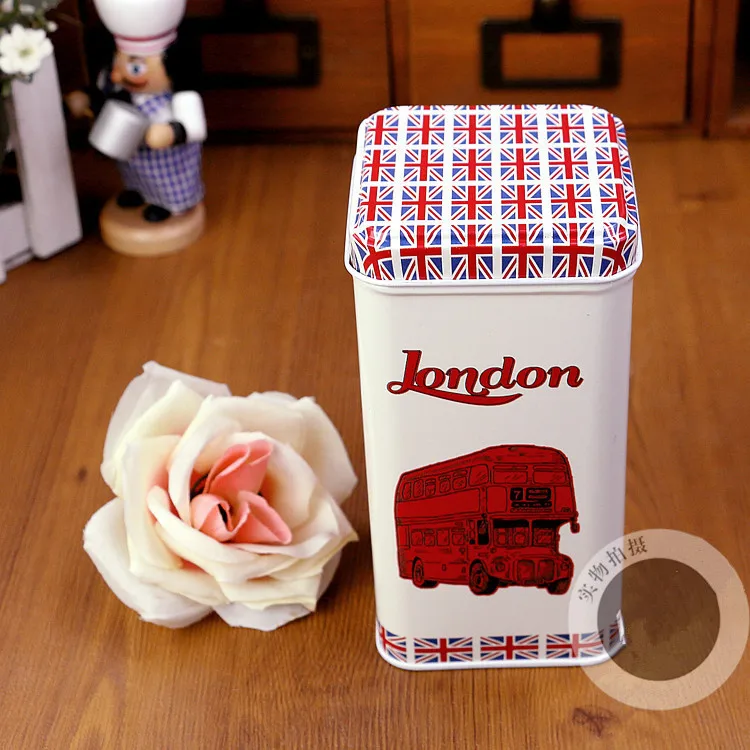 Квадратные коробки для хранения печенья кофе чая в лондонском стиле Домашний