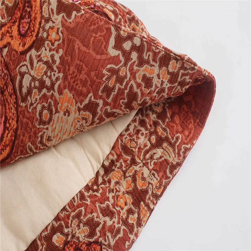 

Za 2021 Print Vintage Belted Jacket Women Long Sleeve V Neck Autumn Jackets Coat Female Fashion Pockets Fitted Outerwear Tops