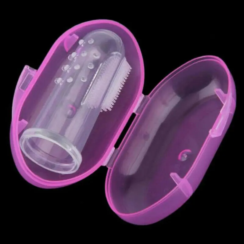 Pudcoco Soft Finger Toothbrush Infant Oral Dental Teeth Cleaning Care Hygiene Brushes Silicone Transparent Toothbrushes with Box | Мать и