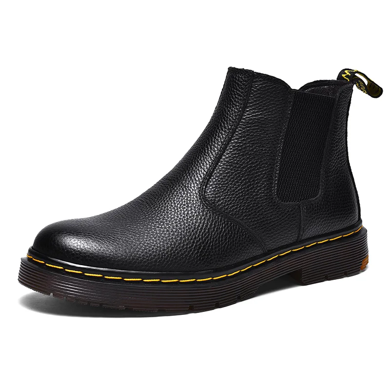 2021 мужские ботинки челси из натуральной кожи Высокие модные теплые зимние