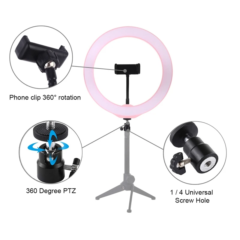 PULUZ PU397F 10-дюймовый USB светодиодный светильник с регулируемой яркостью для селфи