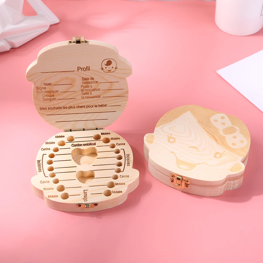Caja de madera para guardar dientes de beb&eacute;, organizador de Lanugo, Umbilical, dientes de leche, recuerdos, regalo-0