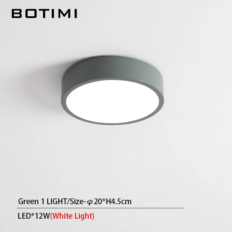 1 Light-Green-WL BOTIMI 220V светодиодный потолочный светильник s с круглым металлическим абажуром для гостиной современный поверхностный потолочный светильник Деревянный светильник для спальни - Цвет корпуса: 1 Light-Green-WL