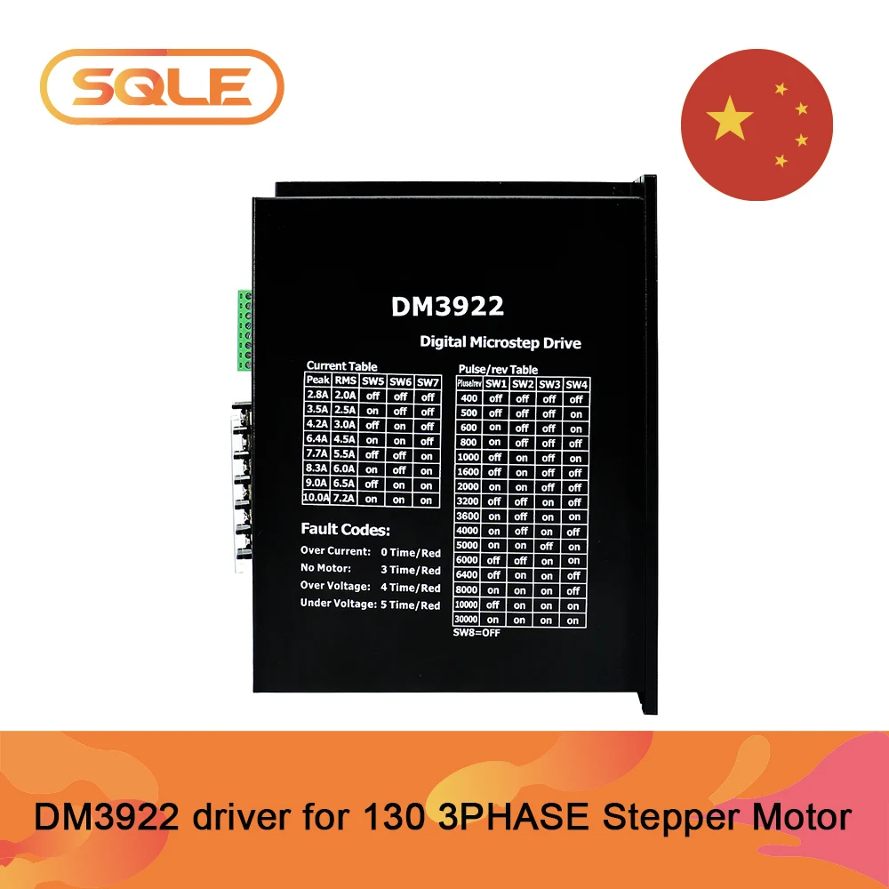 

Гибридный трехфазный шаговый двигатель DM3922, драйвер переменного тока 110-240 В 200 кГц 10 А для 3-фазного шагового двигателя 130 для ЧПУ, 1 шт.