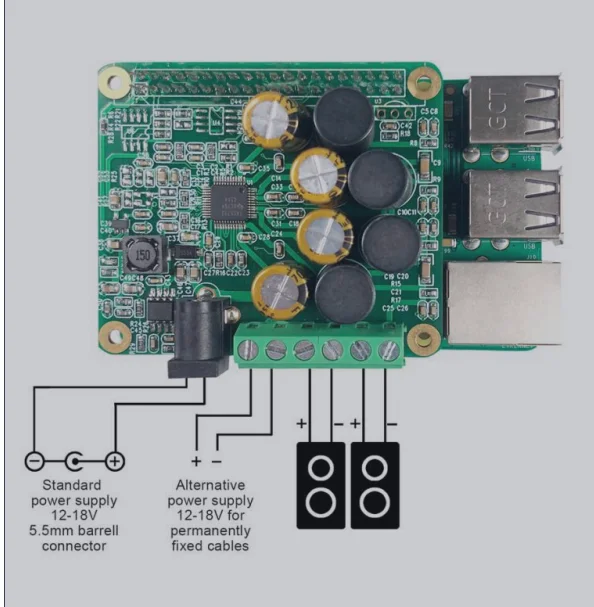 Raspberry Pi Усилитель HIFI усилитель плата расширения аудио модуль совместимый w/Raspberry Pi 4 Модель B/Pi 3 Модель B+/3B/2B/B