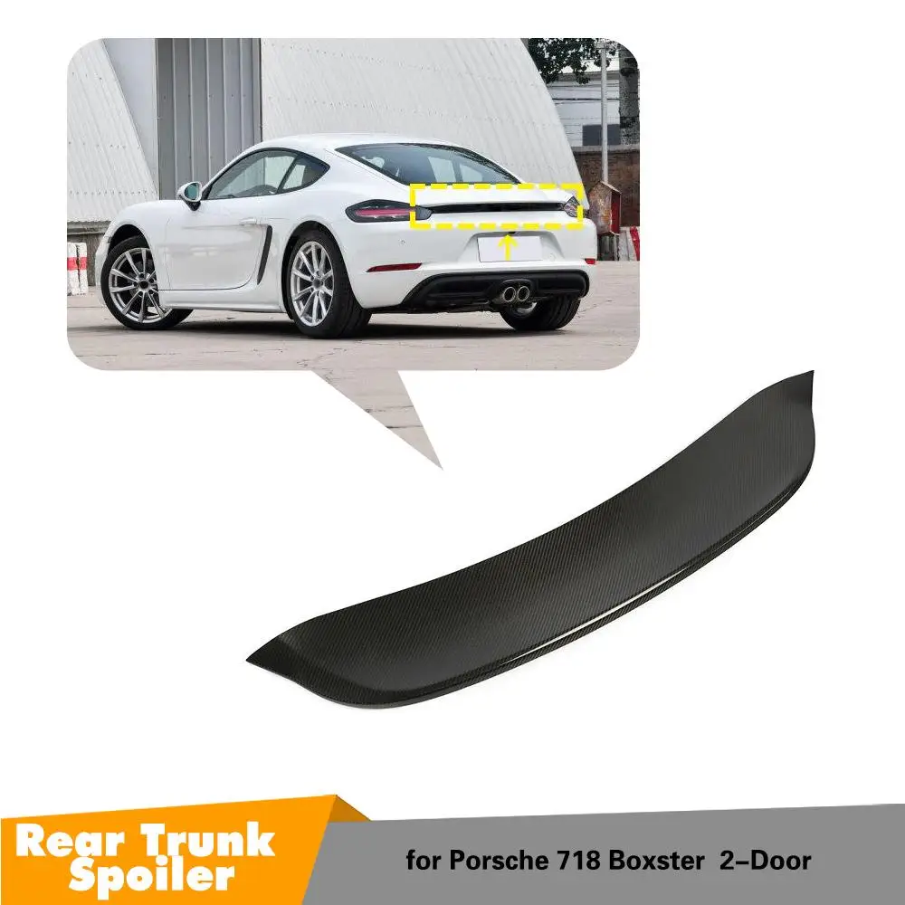 

Carbon Fiber Rear Trunk Spoiler Trim Wings fit for Porsche 718 Boxster Base S Coupe Spoiler 2016-2019 Car Styling