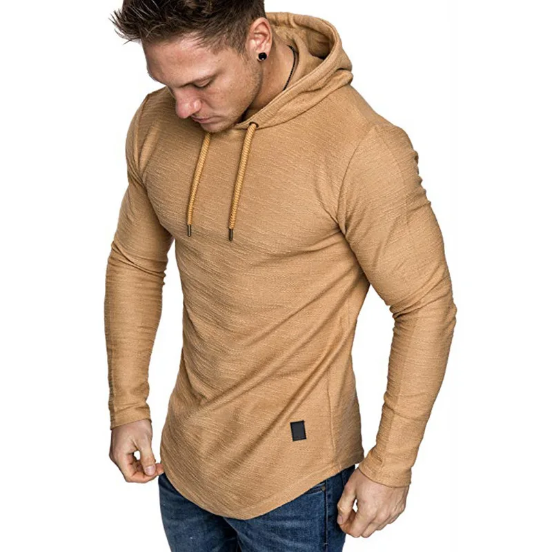 

Fashion Splicing Men's Casual Hoodies European Fall Winter Solid Color Hoodies Sweatshirt Tops