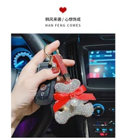 creative inlaid brick keychain ring fashion bear doll rhinestone bag beautiful pendant car key ring ladies exquisite small gift