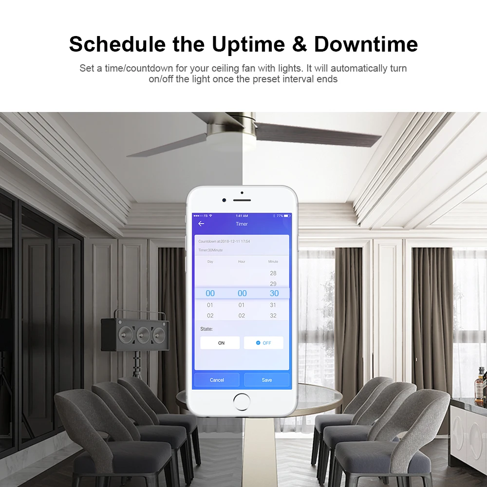 SONOFF iFan04-L WiFi потолочный вентилятор и управление светильник ler 100-120V eWeLink APP/ 433MHz RF