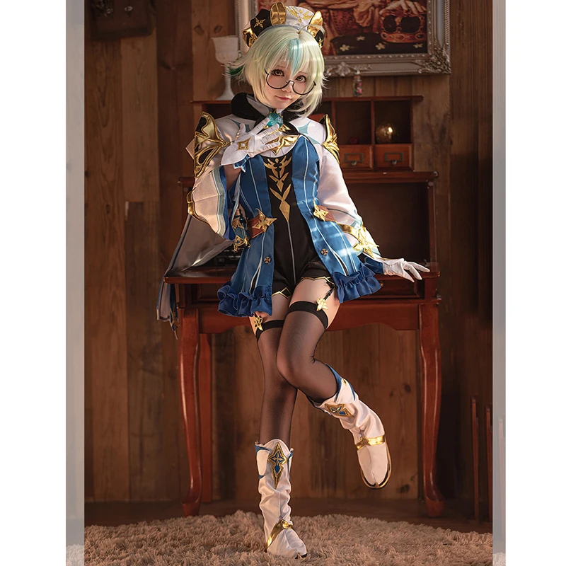 Anime Genshin Impact Sucrose Cosplay Costume Game Suit Lolita Sweet Women Dress Uniform Halloween Party Cosplay Wig Shoes Outfit