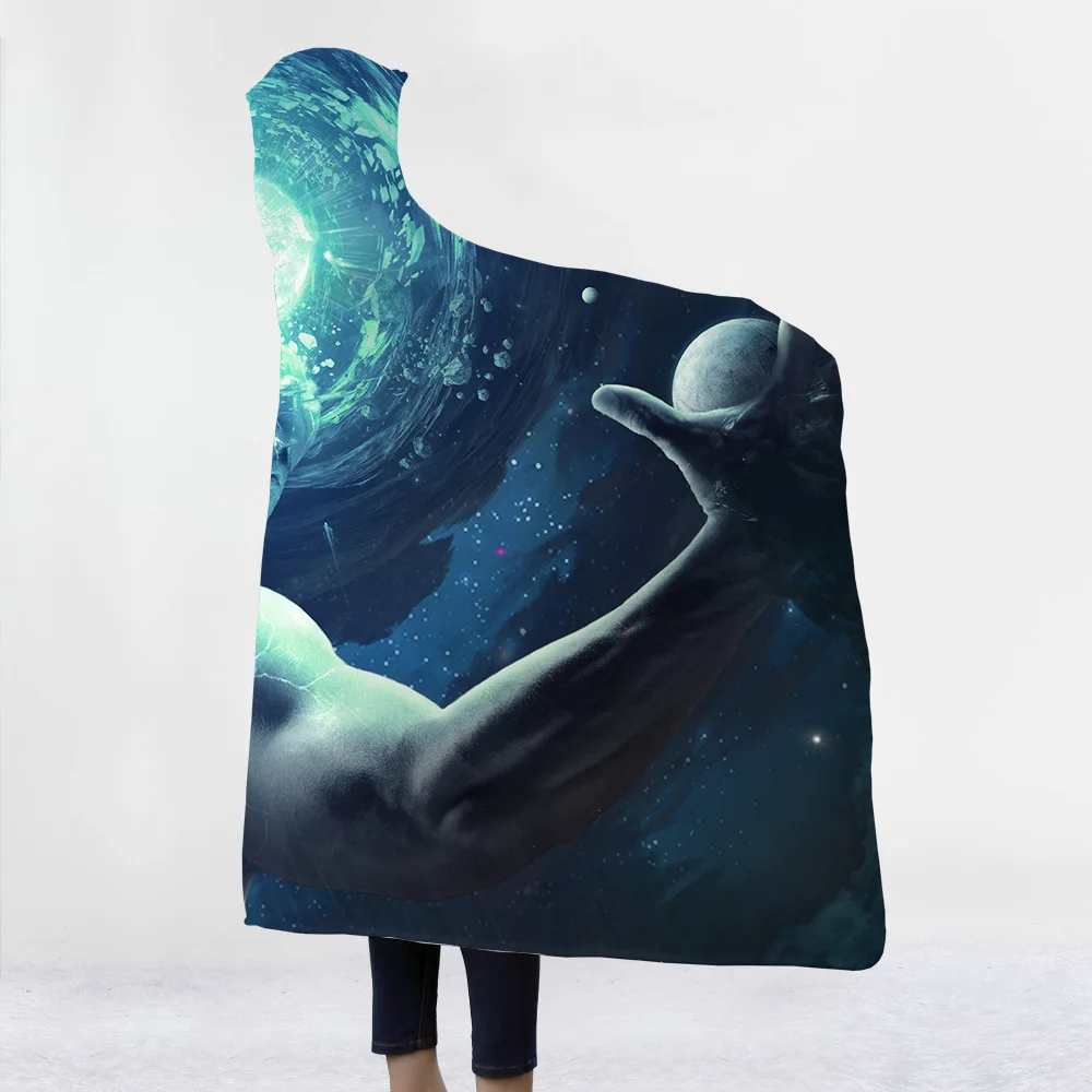 Одеяло с капюшоном Cosmic Galaxy, утепленный плащ из микрофибры, волшебная Сиеста, семейная одежда, одеяло для детей, Прямая поставка
