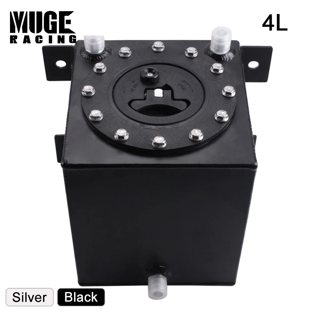 4 Litre 1 Gallon 3 AN8 Port Fuel Tank Car Racing Modified Oil Catch Can Black Silver Aluminum without Sensor OCC046