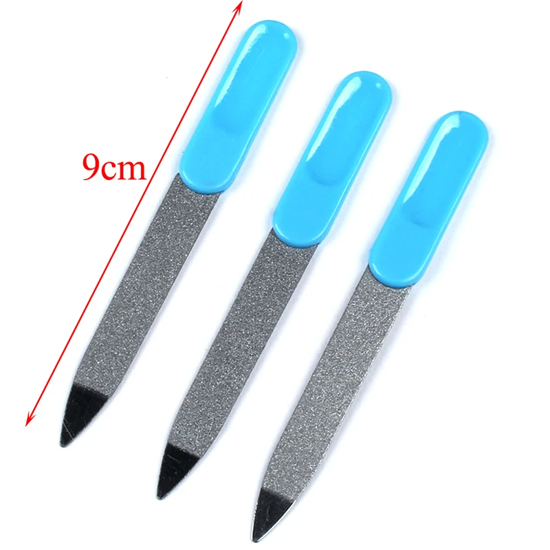 

Random Color 2PCS Double Sided Plastic Handle Stainless Steel Nail Files Pro Manicure Pedicure Tool For Nail Art