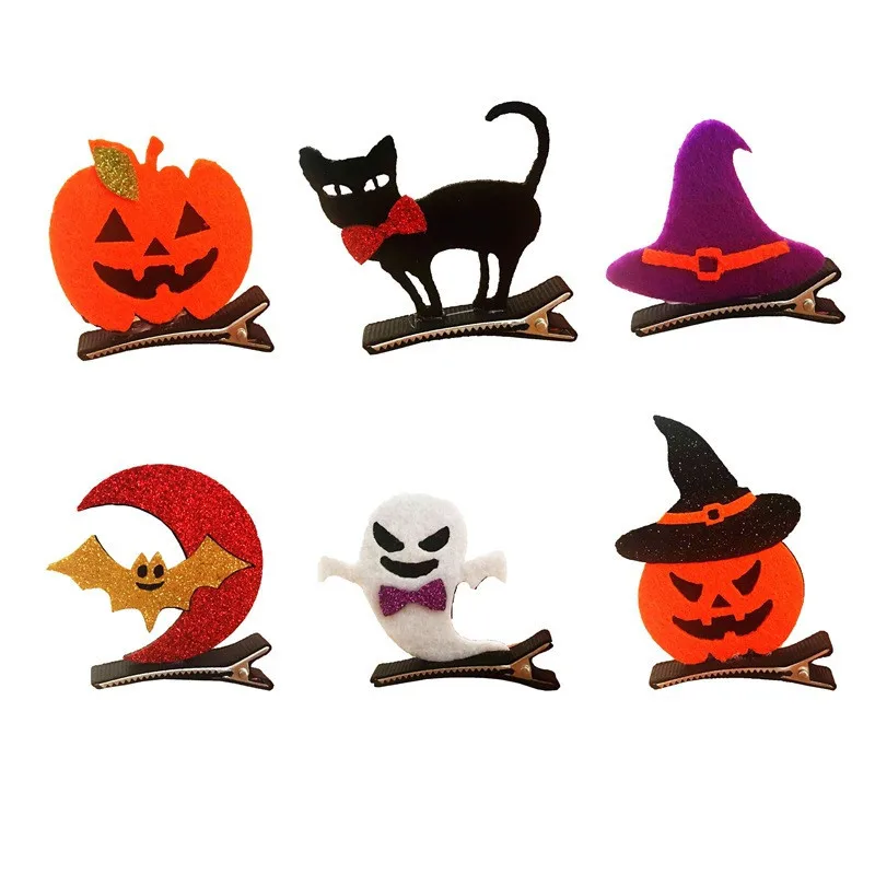 Креативные заколки для волос на Хэллоуин тыква луна призрак кошка шляпа заколка